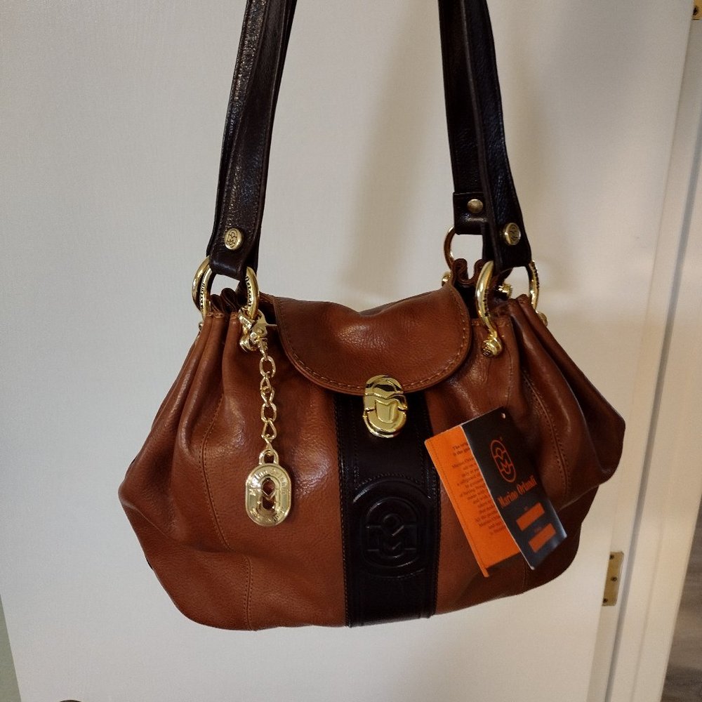MARINO ORLANDI LUXERY BROWN LEATHER HANDBAG